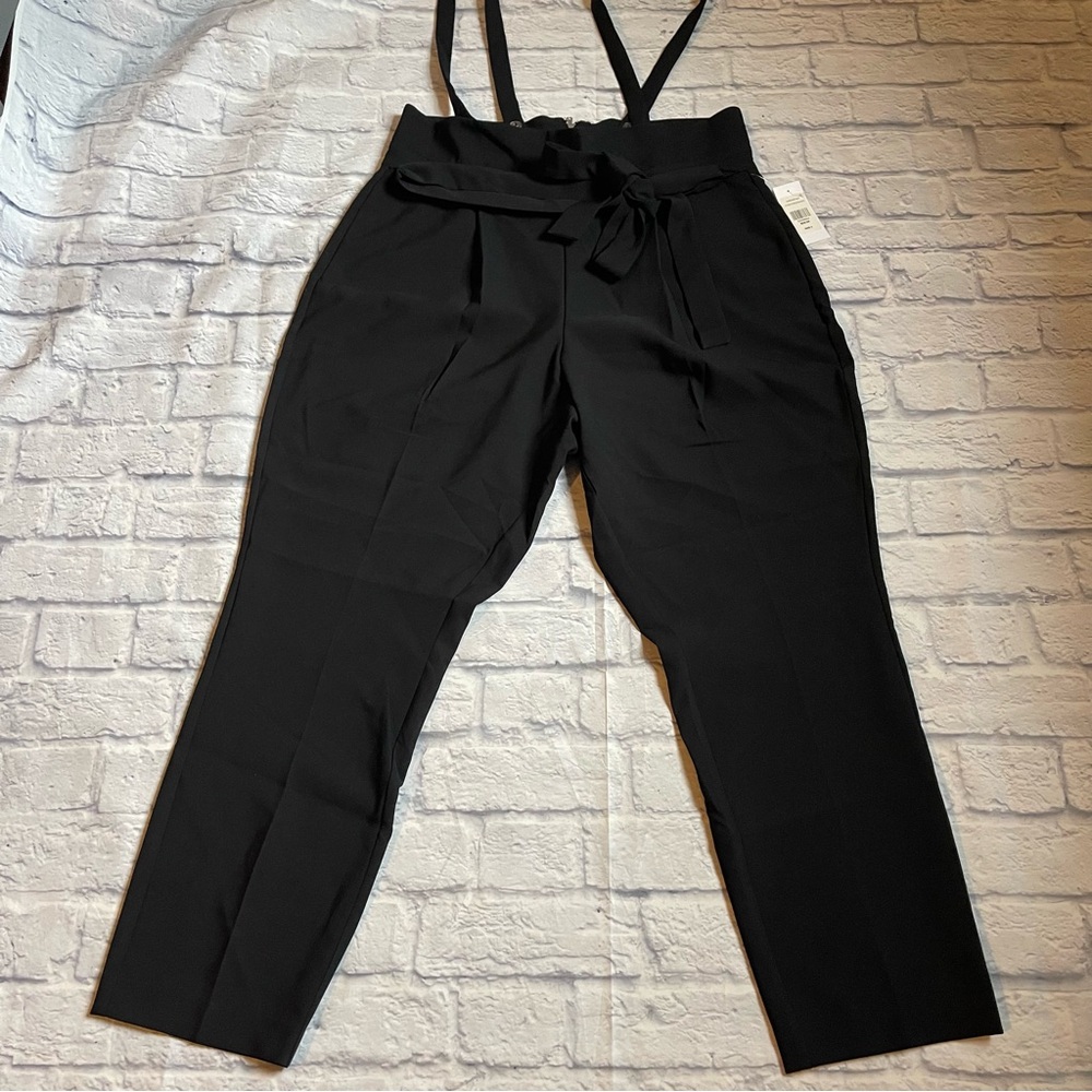 Fashion to Figure High-Waist Black Paperbag Trousers with Removable Suspenders